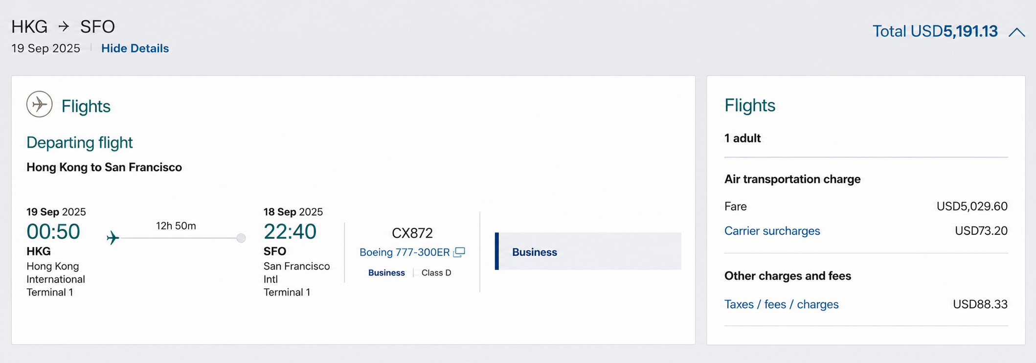 Real booking confirmation