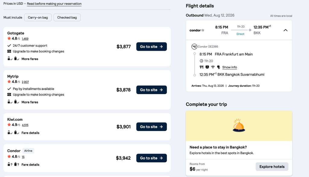 Real booking confirmation